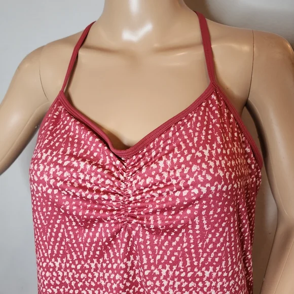 Prana Elixir Racerback Dress Crushed Cran Sumatra Pink Red Built In Bra Medium - Picture 7 of 16